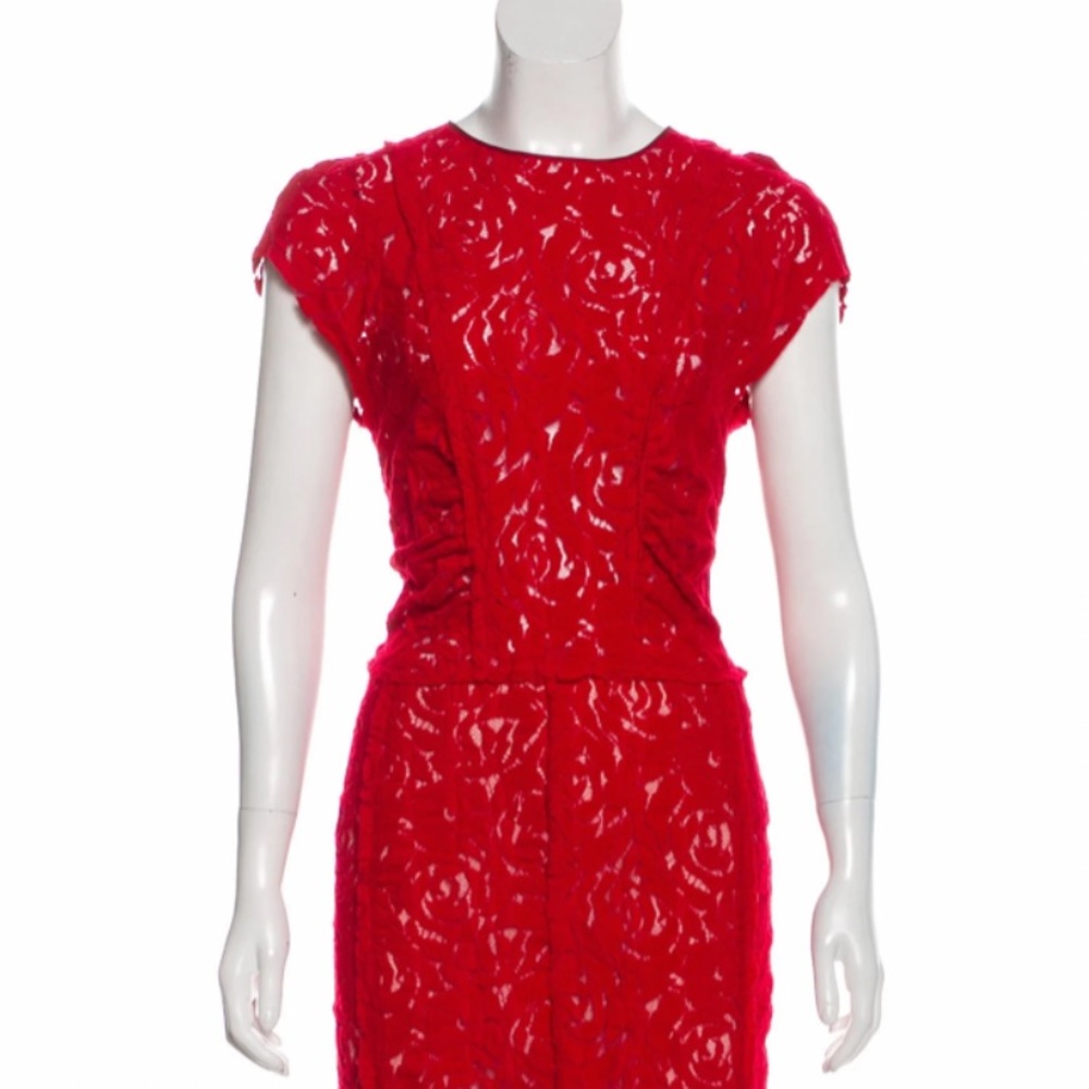 Nina Ricci red lace dress Size S